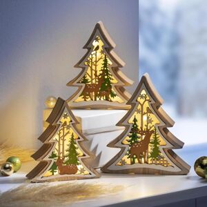Weltbild LED dřevěné stromky Zimní svět, sada 3 ks