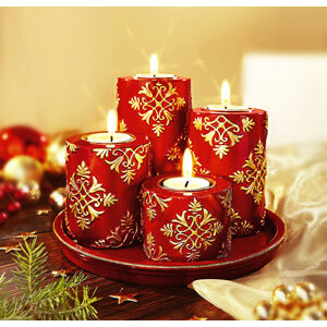 Die moderne Hausfrau Talíř se svíčkami Vánoční sen, červený