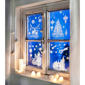 Okenné dekorácie Zima, súprava 4 ks