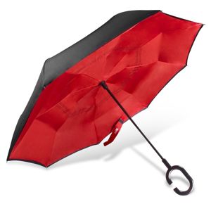 Obrátený dáždnik s dvojitým poťahom, červeno čierny