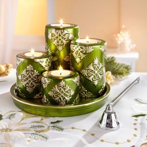 Die moderne Hausfrau Talíř se svíčkami Vánoční sen, zelený