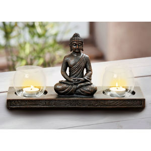 Boltze Sada dvou svícnů se sedícím Buddhou