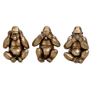 Trio bronzových dekoračných goríl