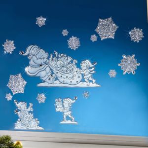 3D okenné dekorácie Vianoce, 16 dielov