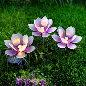 Weltbild Solární zahradní zápich Lotosový květ, fialový, 3 ks