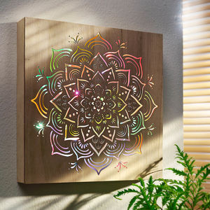 Drevený LED obraz Mandala