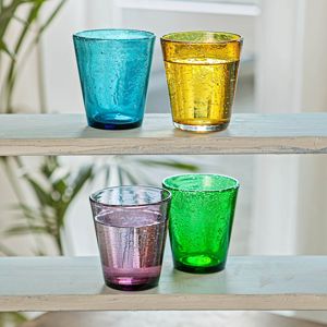 Farebné poháre z fúkaného skla, súprava 4 ks