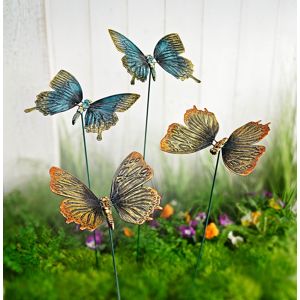 Záhradný zápich Motýle, modrý, 2 kusy