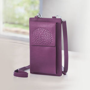 Dámska kožená kabelka na mobil Dahlia, fialová