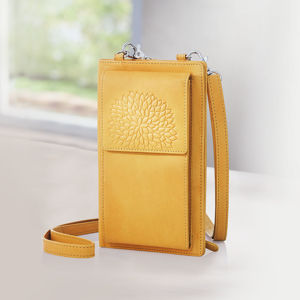 Dámska kožená kabelka na mobil Dahlia, žltá