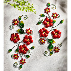Nástenná dekorácia Kvety Rosso, 2 ks
