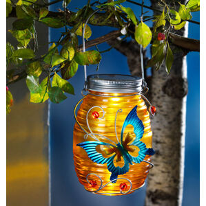 LED sklenená lampa Motýľ