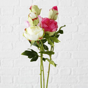 Umelá kvetina Pivonka, biela / ružová, 3 ks