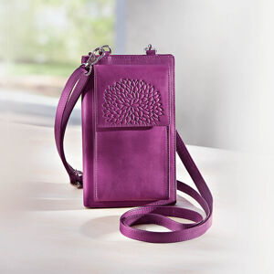 Dámska kožená kabelka na mobil Dahlia, purpurová