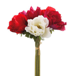 Umelá kytice Anemone, bielo červená