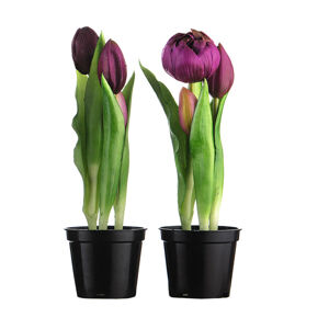 Umelo tulipán v kvetináči, fialová farba