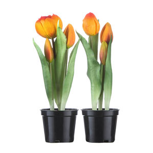 Umelo tulipán v kvetináči, oranžová farba
