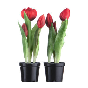 Umelo tulipán v kvetináči, červená farba