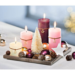 Dekoračná sada so sviečkami Fialové Vianoce