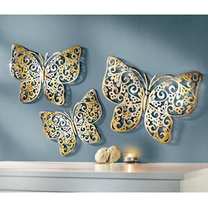 Nástenná dekorácia Motýle s ornamentami, súprava 3 ks
