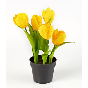 Umelé tulipány v kvetináči, žlté